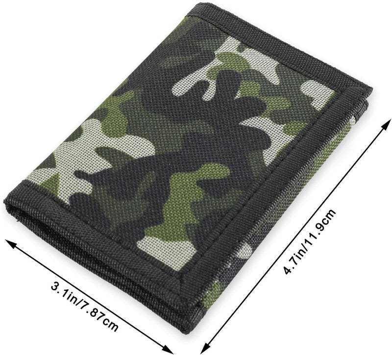 Nitort Kids Wallet RFID Trifold Strong Velcro Canvas School Coin Pocket with Zipper Lovely Novelty Card Holder for Sports Children Birthday Festival Gifts (2-Green Camouflage) - Image 3